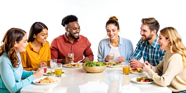 Счастливые люди с едой